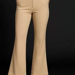 NU CLOTHS Women Relaxed High-Rise Flat-Front Cotton Bootcut Regular Trousers-picture-43