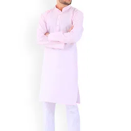 YOUTH ROBE Mandarin Collar Straight Kurta With Pyjamas-image-98