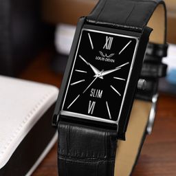 LOUIS DEVIN Men Brass Embellished Dial & Leather Bracelet Style Straps Analogue Watch LD-BK052-BLACK-image-33