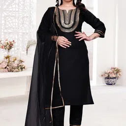 PATBRO Floral Yoke Design Sequinned Straight Kurta With Trouser And Dupatta-9