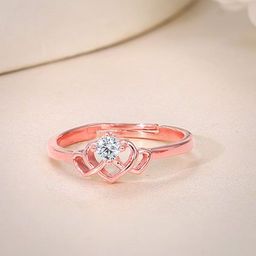 GIVA 925 Sterling Silver Rose Gold-Plated Cubic Zirconia Studded Rose Gold Harmony Ring-image-80