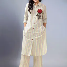 Moda Rapido Embroidered Pure Cotton Tunic With Trousers Co-Ords-image-20