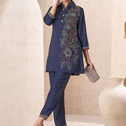 AUTUMN LANE Embroidered Shirt Collar Top With Trousers Co-Ords Set-picture-25