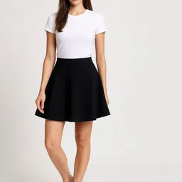 Moda Rapido Flared No-Slit Mini Skirt-image-51
