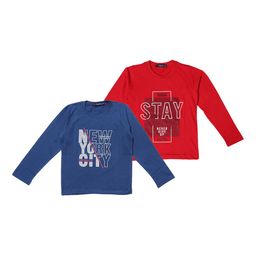 NeuVin Kids Pack Of 2 Typography Round Neck Long Sleeves Printed Cotton T-shirts-image-61