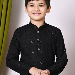 Cae Boys Embroidered Regular Sequinned Kurta with Pyjamas image 5