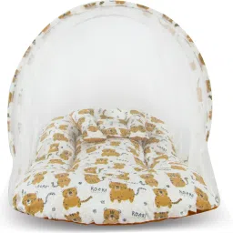 fenzi kids Nylon Infants Washable Cotton Bedding Set Thick Base Foldable with Mosquito Net and Head Pillow Mosquito Net image 2
