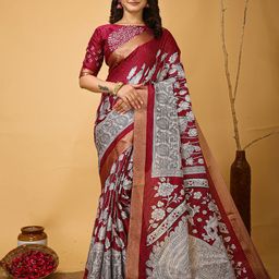 DIVASTRI Ethnic Motifs Printed Zari Banarasi Saree-image-62