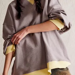 StyleCast x Revolte Women Colourblocked Oversized Sweatshirt-image-33