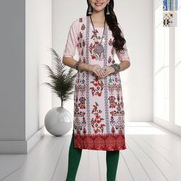 HERE&NOW Selection Of 3 Floral Printed Round Neck Straight Kurtas-image-87