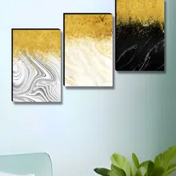 Myntra Elegant Homes Gold-Toned & Black 3 Pieces Abstract Wall Art-image-65