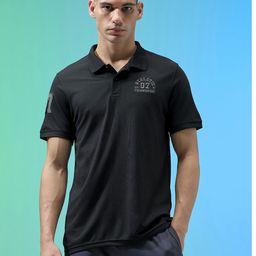Technosport Men Typography Printed Polo Collar Anti Static Slim Fit T-shirt-picture-40