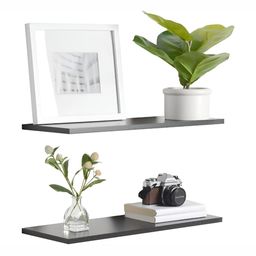 BELIEF WOOD Black 2 Pieces Wooden Wall Shelfs-image-65