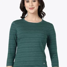BLOSSOM Women Striped Round Neck Lounge Tshirts-image-32