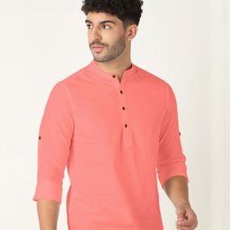 Fifth U Men Peach Kurta-image-95