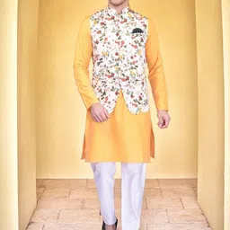 PRINTINDIA Men Regular Kurta with Trousers & Printed Nehru jacket-picture-44