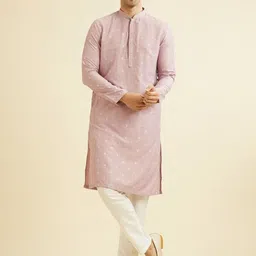 Manyavar Ethnic Motifs Embroidered Straight Thread Work Kurta with Pyjamas-image-26