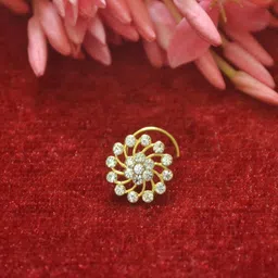 SHREEVARAM Rhodium-Plated Cubic Zirconia Ring Nosepin-picture-19