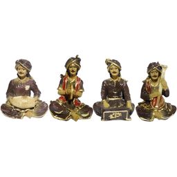 Aura 4 Pieces Brown Rajasthani Musician Figurine Showpiece-26