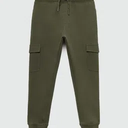 Mango Kids Boys Cotton Mid-Rise Cargo Style Joggers-11