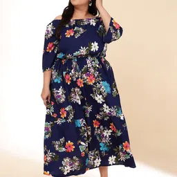 Sztori Women Plus Size Floral Printed Fit & Flare Maxi Dress-18