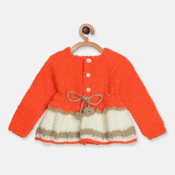 CHUTPUT Girls Colourblocked Pure Wool Fit and Flare Dress-picture-8