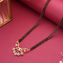 Jazz and Sizzle 18K Rose Gold-Plated Cubic Zirconia Studded & Beaded Mangalsutra-68
