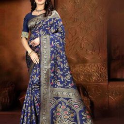 SAREEFLAME Women Paisely Woven Design Zari Banarasi Saree-image-72