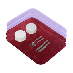 Aura 4-Pcs Purple & Maroon Floor Microfiber Crockery Dish Drying Kitchen Mats-57
