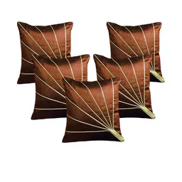India Furnish Brown Striped Silk Square Cushion Cover-picture-34