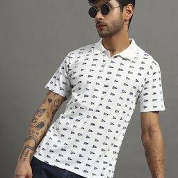 Nins Moda Men Printed Polo Collar Slim Fit Cotton T-shirt-image-59