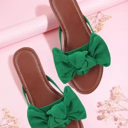 AVIVASTYLE Women Solid Open Toe Flats with Bows-17