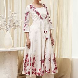 Biba Yoke Design Shoulder Straps Pure Cotton Top With Palazzos & Shrug-picture-44