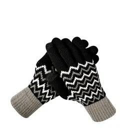 LOOM LEGACY Men Striped Acrylic Touchscreen Gloves-image-70