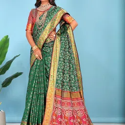 jayant creation Green Silk Blend Patola Sarees-picture-23