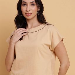 Sands of India Women Extended Sleeves Pockets Slim Fit T-shirt-image-77