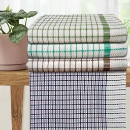 Athom Living White & Brown 4 Printed Cotton 210 GSM Bath Towel-image-95