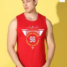 WOOSTRO Pack Of 2 Printed Super Combed Cotton Gym Vests VWS26(98 RED)(MORE WHITE)-42