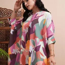 Vishudh Women Floral Printed Mandarin Collar Top-picture-14
