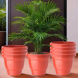 Kuber Industries Red 8 Pieces Hanging Alstroemeria Aloe Vera Artificial Flower With Pot-40
