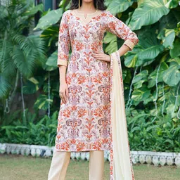 Moda Rapido Women Floral Printed Regular Kurta with Trousers & With Dupatta-picture-22