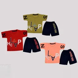 BAESD Kids Pack Of 3 Printed Short Sleeves Pure Cotton T-shirt With Shorts-93