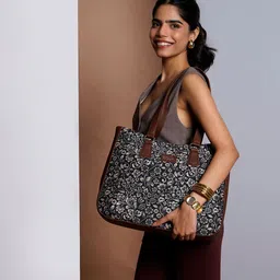 ZOUK Floral Printed Structured Tote Bag image 1