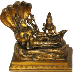 Exotic India Yellow & Black Lord Vishnu Brass Idol Showpiece-image-55