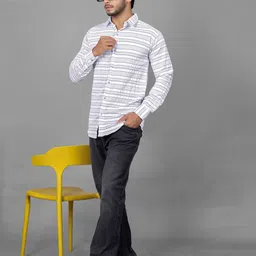 WILNERCROWN Striped Button-Down Collar Cotton Shirt-image-14