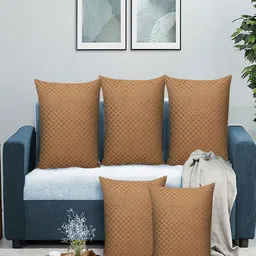 RRC Beige Set of 5 Velvet Square Cushion Covers-image-91