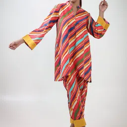 BUTA BUTI Printed Round Neck Top With Trousers Co-Ords-image-8