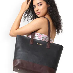 Black Spade PU Structured Tote Bag image 4
