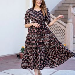Jaitpuriya Ethnic Motifs Print Maxi Dress-image-97