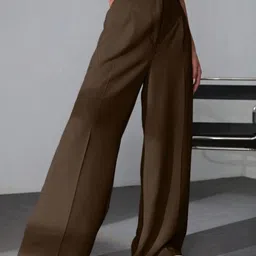 BROADSTAR Women Loose Fit High-Rise Parallel Trousers-image-53
